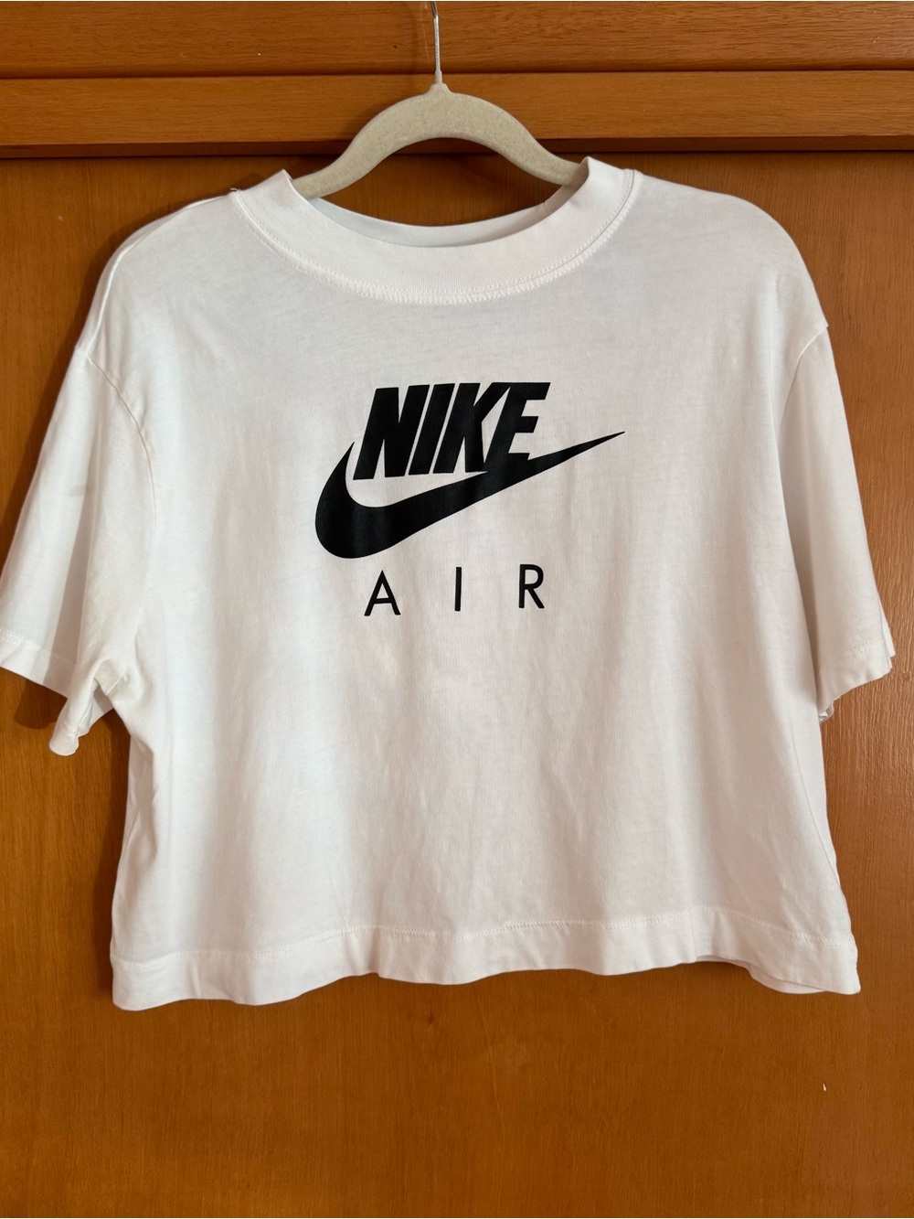 Vintage Nike Air White Crop Tee with Black Logo